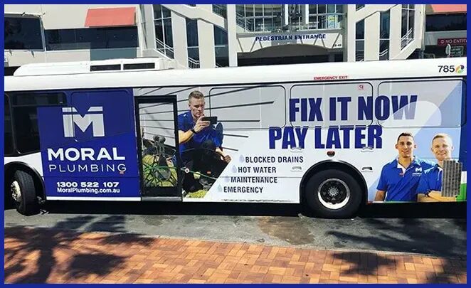 The original Moral Plumbing bus wrap — Shaun’s one-man plumbing business in the early days